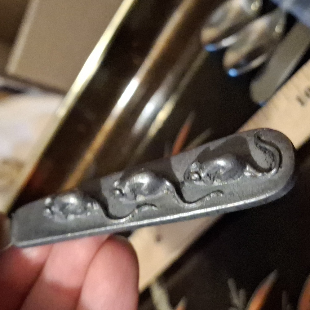 Vintage 1977 Designs by Metzke, INC Pewter 3 Blind Mice Cheese Spreader Knife